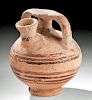 Greek Mycenaean Bi-chrome Stirrup Jar