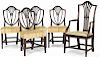 Set of four Hepplewhite style shieldback dining c