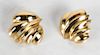 Pair Vintage 14K Yellow Gold Shell Earrings