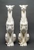 Seated Whippet / Greyhound Ceramic Sculptures Pair