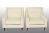 Modern Dunbar Style Upholstered Club Chairs, Pair