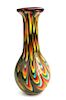 Modern Cased Art Glass Pulled Feather Vase