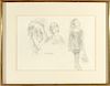 Moses Soyer Studies of a Woman Pencil Drawing