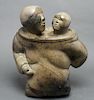Inuit Carved Stone Signed Mother & Child Sculpture