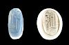 Akkadian Chalcedony Stamp Seal Bead w/ Figure in Temple