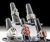 Native American / Mexican Silver & Stone Rings (5)