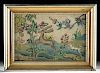 Framed Vintage American Needlepoint - Animals on Hill