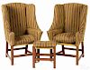 Pair of contemporary wing chairs, together with a