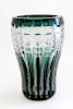 Val St. Lambert Emerald Crystal Cut Glass Vase