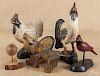Six contemporary carved and painted bird carvings