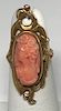 10K Coral Cameo Ring-Left facing Profile of a Lady