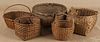 Five splint gathering baskets, 19th c., tallest -