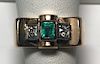 18K Art Deco Emerald Diamond Ring