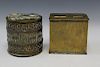 Two Chinese brass boxes.