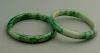 FINE Chinese Pair Green Jade (Feicui) Bangles, 2 7/8" -2 1/4" diameter