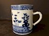 OLD Large Chinese Blue and White Mug with dragon handle, 18th Century