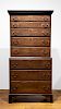 Tiger Maple Chippendale Chest on Chest