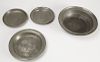Four Early Pewter Plates