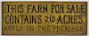 Farm for Sale Trade Sign