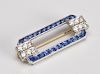 Art Deco Pin with Diamonds & Blue Sapphires