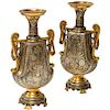 Christofle & Cie, A Pair of French Gilt and Silvered Bronze "Persian" Vases