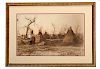 L.A. Huffman, Signed & Hand-Colored Photograph, Camp of Spotted Eagle's Hostile Sioux Tongue River Valley, 1879 