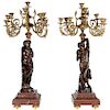Ferdinand Barbedienne, a Large Pair of French Gilt Patinated Bronze Candelabras