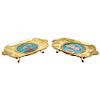 Rare Pair of French Japonisme Bronze & Cloisonne Enamel Trays Attributed Lievre