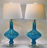 PR Italian Murano Baby Blue Art Glass Lamps