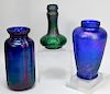 3 Kralik Oil Spill Bohemian Art Glass Vases