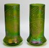 PR Enameled Fish Bohemian Art Glass Vases