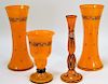 4 Novy Bor Style Bohemian Czech Art Glass Vases