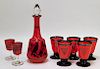 8 Enameled Bohemian Art Glass Drinking Vessels