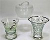 3 Novy Bor Threaded Bohemian Art Glass Vessels