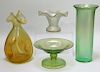 4 Solid Color Bohemian Czech Art Glass Vases