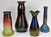 4 Assorted Bohemian Czech Art Glass Vases