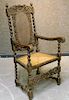 Continental Baroque Carved Wood Cane Chair