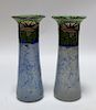 PR French Art Nouveau Enameled Cameo Glass Vases