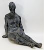 Modernist Female Nude Pottery Sculpture 29"