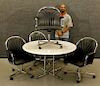 5PC MCM Chrome and Leather Dining Room Set