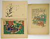3 Japanese Calligraphy and Figure Woodblock Prints