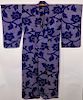 Japanese Floral Purple Silk Yukata Robe