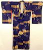 Japanese Stripes and Flowers Furisode Kimono