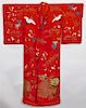 Edo Period Embroidered Cranes Uchikake Kimono