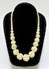 Chinese Carved Pierced Bead Bovine Bone Necklace