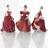 3 ROYAL DOULTON FIGURINES, PRETTY IN RED