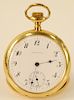 Rare Howard 18 Karat Gold Open Face Pocket Watch, case and works, serial number 204, in working condition, circa 1858 - 1860, monogrammed. 50.8 millim