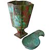 Paolo Soleri Large Modernist Bronze Planter And Bird Bowl