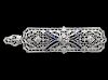 Art Deco 14K Gold Diamonds Sapphire Pendant Brooch