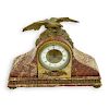 French Rouge Marble Clock Bronze Eagle Figurine